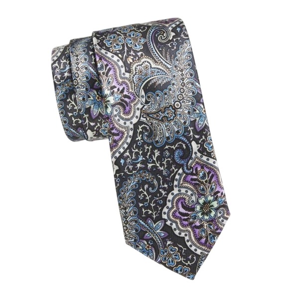 Robert Graham Men's‎ Navy Floral Paisley 100% Silk Neck Tie New with Tags
